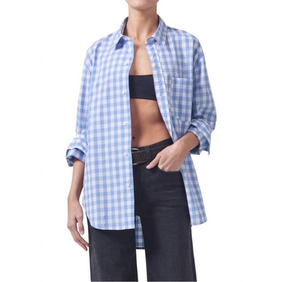 CITIZENS OF HUMANITY kayla shirt in bluesky gingham - Picture 1 of 6